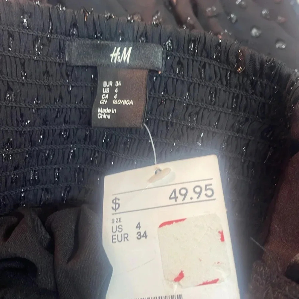 NWT H&M black strapless ( with tie around neck)size 4 - Picture 6 of 8
